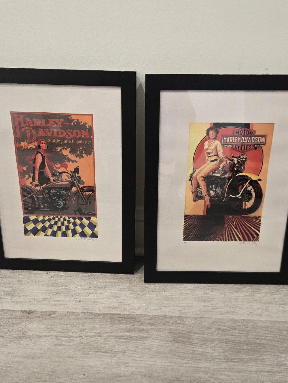 2 Fairchild Paris framed Harley Davidson Framed Pictures Man Cave Motorcycle - Picture 1 of 7
